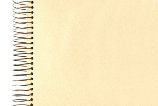 brown blank notebook with spiral and copy space