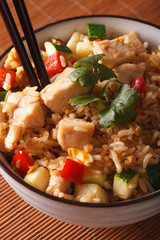 Japanese cuisine: fried rice with chicken - Tyahan. vertical
