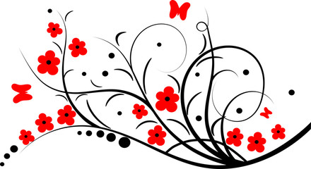 Rama con Flores y Mariposas
