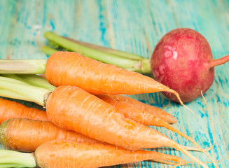 Fresh organic carrots and beetroot