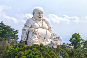 Architectural Specification biggest Maitreya Buddha merciful smile, bright white amnesty on high...