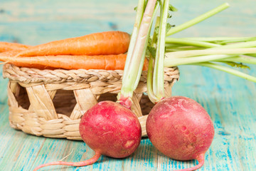 Fresh organic carrots and beetroot