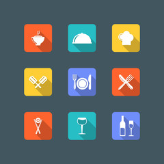 set  food icons flat stile