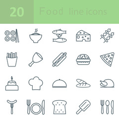 set  food icons line