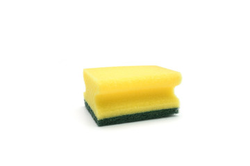 yellow dishwashing sponge