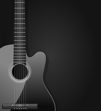 black acoustic guitar dark background