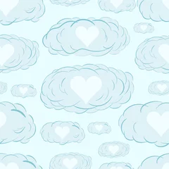 Zelfklevend Fotobehang Seamless clouds with hearts © Chernoskutov