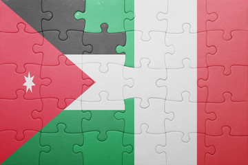 puzzle with the national flag of italy and jordan