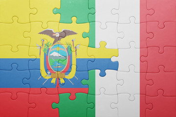 puzzle with the national flag of italy and ecuador