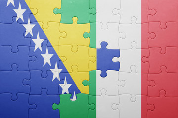 puzzle with the national flag of italy and bosnia and herzegovina