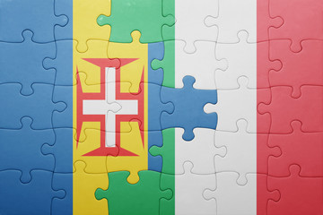 puzzle with the national flag of italy and madeira