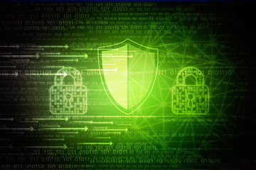 Safety concept: Closed Padlock on digital background