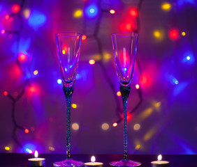Christmas composition,glasses and candles