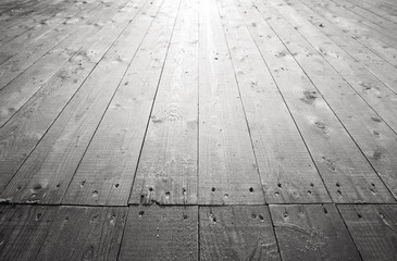 Old gray wooden floor background perspective