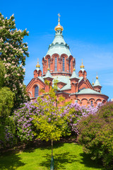 Fototapeta na wymiar Eastern Orthodox cathedral in Helsinki, Finland