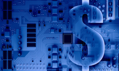 Circuit board blue background 