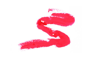 Red lipstick sample, isolated on white