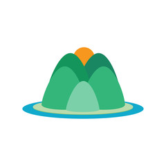 Mountainous island of the sea, sunset. Vector stock