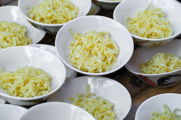 Noodle in white bowl