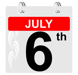 6th july calendar with ornament