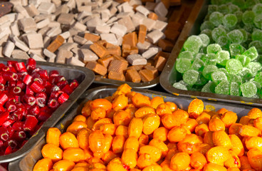 confectionery colorful candy Christmas winter sale stand