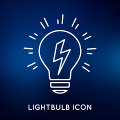 Fototapeta na wymiar Conceptual lightbulb Idea icon. Conceptual lightbulb Idea sign. Conceptual lightbulb Idea symbol. Thin line icon on blue background. Vector illustration.