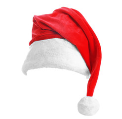 Santa Claus red hat isolated on white background, close up