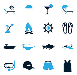 Beach icons set