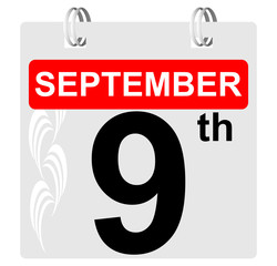 9th september calendar with ornament