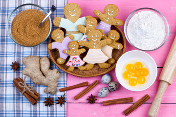 Kitchen utensils and ingredients for christmas homemade gingerbr
