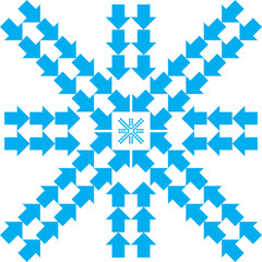 Pattern with blue arrows in snowflake form