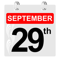 29th september calendar with ornament