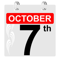 7th october calendar with ornament
