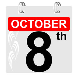 8th october calendar with ornament
