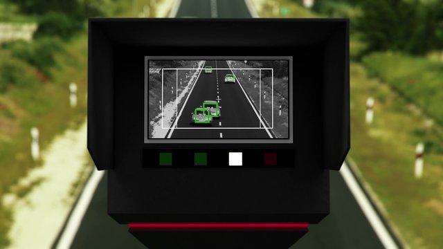 4K Traffic Vehicle Road Speed Control Recording Unit in Service 3D Render and Real Footage Composite