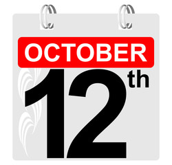 12th october calendar with ornament