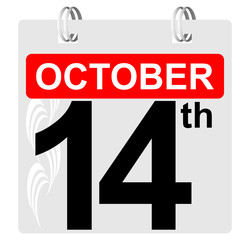 14th october calendar with ornament