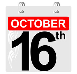 16th october calendar with ornament