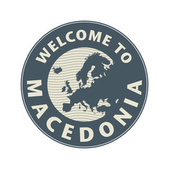Emblem or stamp with text Welcome to Macedonia