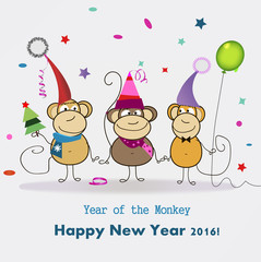 Congratulations to the new year monkey, vector illustration
