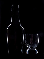 Bottles of wine on a black background