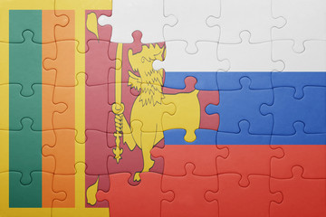 puzzle with the national flag of sri lanka and russia