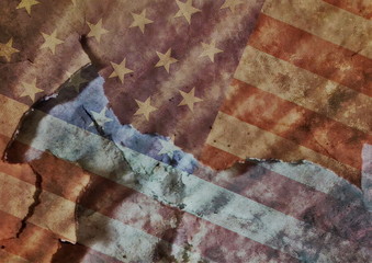 old grunge USA flag background and texture