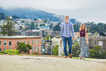 Romantic loving couple having a date in San Francisco