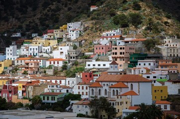 Canarian village on the slope of a hill