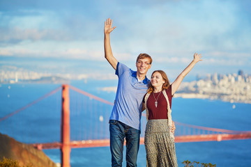 Romantic loving couple having a date in San Francisco