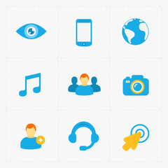 Modern flat social icons set on White
