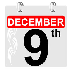 9th december calendar with ornament