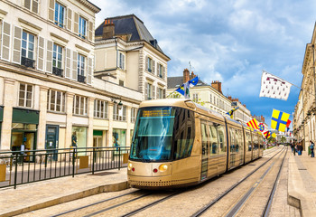 Tram on Jeanne d'Arc street in Orleans - France © Leonid Andronov