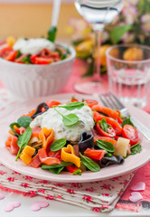 Salmon and Heart Shaped Pasta Salad with Creamy Dressing